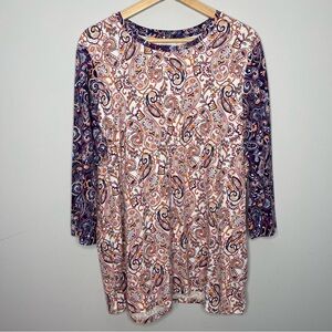 Lands End 3/4 Slub Top w Paisley Pattern (X-Large)
